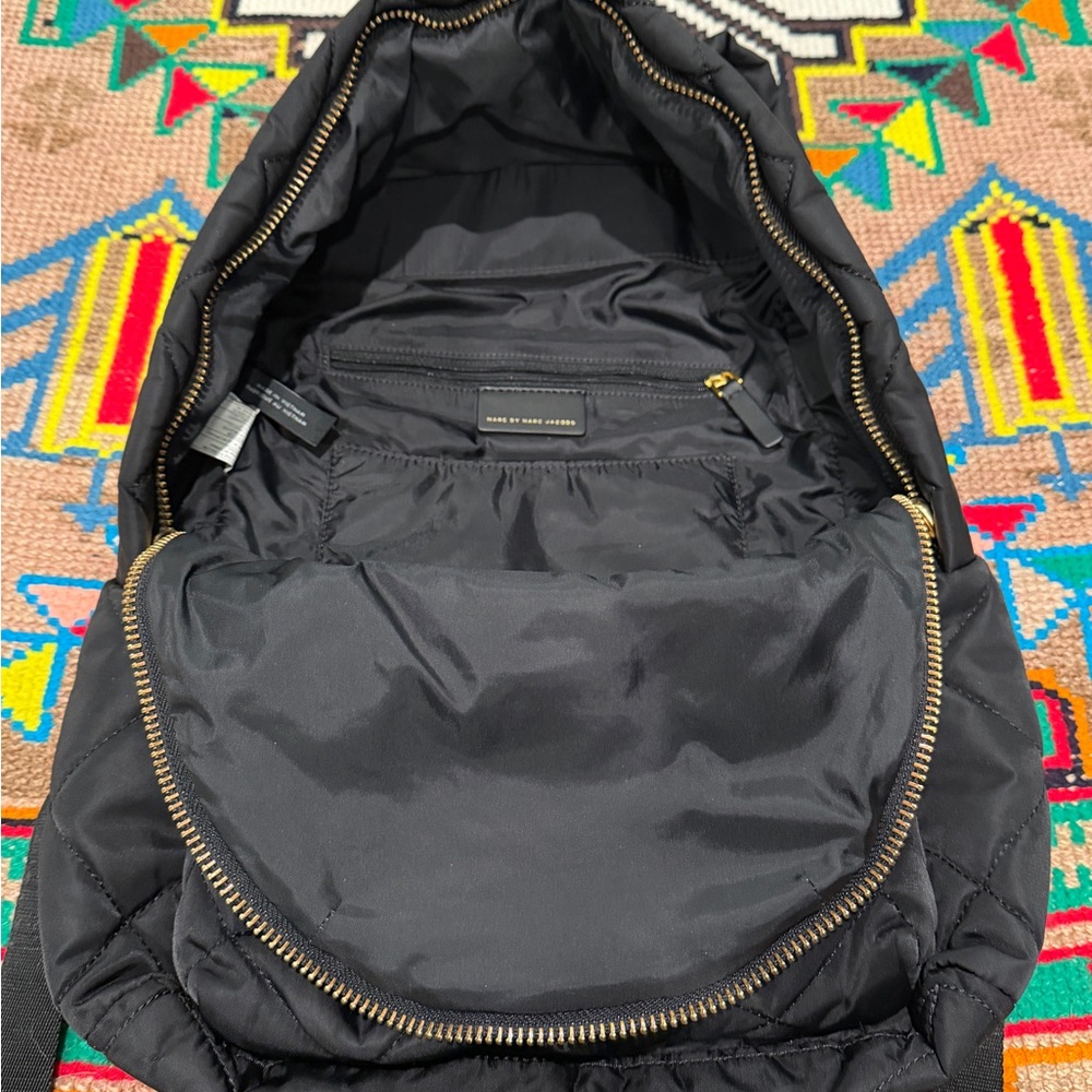 Marc By Marc Jacobs Black Quilted Backpack with Gold Zippers - Picture 3 of 6